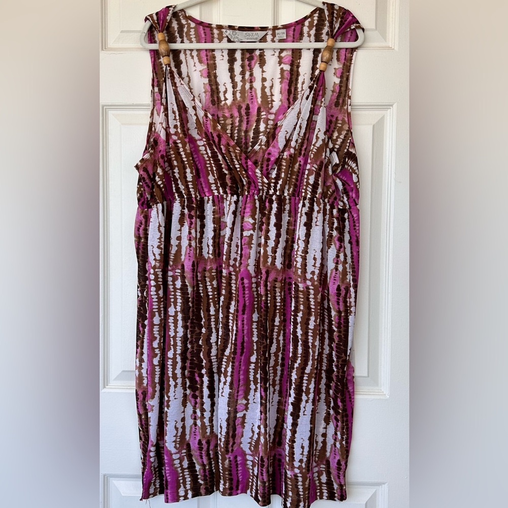Swim by Avenue Swimsuit Cover‎ Up Wood Beads Size 26/28